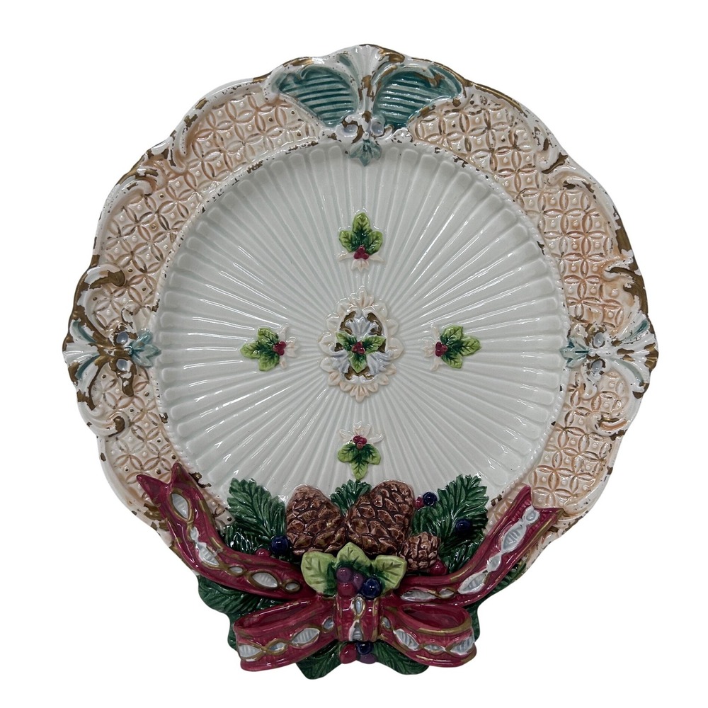 Fitz and Floyd‎ Christmas Florentine Decorative Plate 10 Inch Ceramic